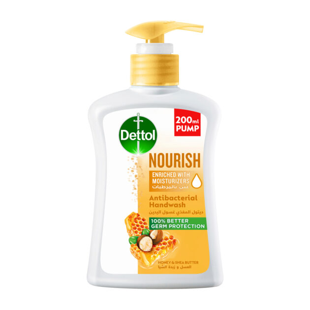 Dettol Nourish Handwash Liquid Soap Pump Honey And Shea Butter Fragrance 200ml