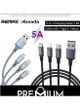 REMAX Fast Speed Series PD-B52th 3-in-1 5A 1.2 Meter Data Cable Aluminum Alloy Twisted Fishing Wires 1.2meter Black/Silver