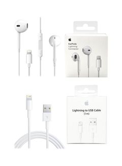 Apple 2-In-1 Earpods with Lightning Connector & Lightning to USB Cable For iPhone White