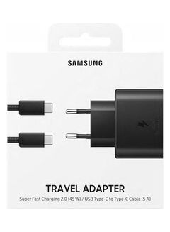 Samsung Super Fast Charging Travel Adapter With USB Type-C To USB Type-C Cable 45W Black